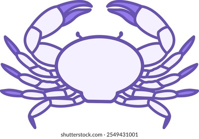 Colored Crab Icon. Vector Illustration. Short-Tailed Crayfish with Shell and Limbs. Aquatic Animals Concept