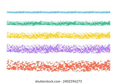Colored crayon or charcoal underlines. Doodle lines with grunge pastel pencil texture. Hand drawn chalk scribbles or rough strokes. Sketchy brushes bar line vector