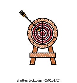 colored crayon silhouette of arrow on target vector illustration