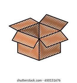 colored crayon silhouette of box of cardboard opened vector illustration