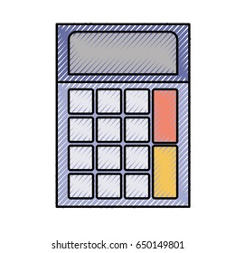 colored crayon silhouette of calculator icon vector illustration