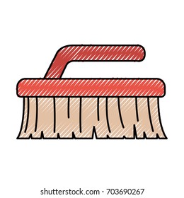 colored crayon silhouette of cleaning brush vector illustration