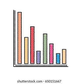 colored crayon silhouette of column chart vector illustration