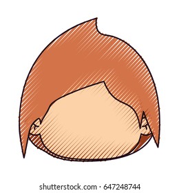 colored crayon silhouette of faceless head of little kid with short wavy hair vector illustration