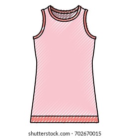 colored crayon silhouette of female t-shirt without sleeves vector illustration