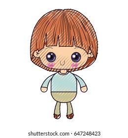 colored crayon silhouette of kawaii cute little boy vector illustration