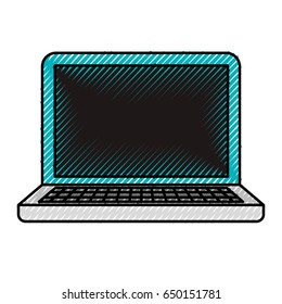 colored crayon silhouette of laptop computer vector illustration