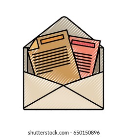 colored crayon silhouette of opened envelope mail vector illustration