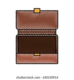 colored crayon silhouette of opened executive briefcase vector illustration