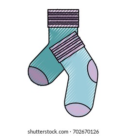 colored crayon silhouette of pair of socks vector illustration
