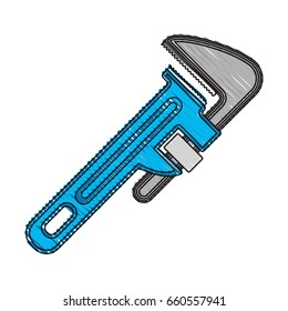 colored crayon silhouette of pipe wrench vector illustration