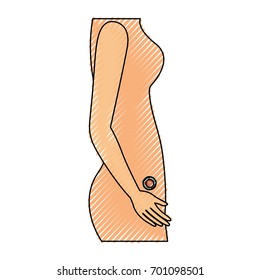 colored crayon silhouette of side view pregnancy process in female body vector illustration