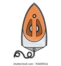 colored crayon silhouette of steam iron icon on top view vector illustration