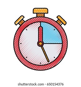 colored crayon silhouette of stopwatch icon vector illustration