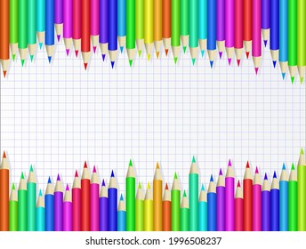 colored crayons with copy space