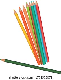 Los lápices de colores uno sobre el otro con uno sobresaliente