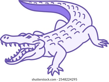 Ícone Crocodilo Colorido. Ilustração de vetor. Caiman, jacaré. Réptil Com Boca De Dente Aberta. Conceito de animal