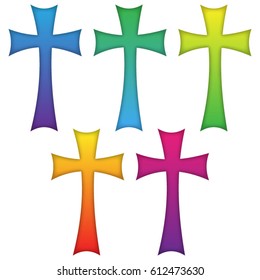 Colored Cross Celtic Set of Five, Easter Christian Celebration