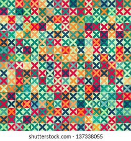 colored crosses seamless pattern with grunge effect