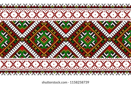 colored cross-stitch ethnic ukrainian border