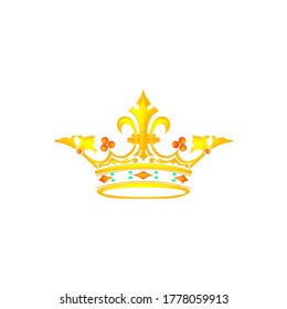 Colored crown icon with decor. For applications and web sites. The symbol of power. The sign of the king and queen.