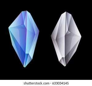 colored crystal. isolated on black background. Vector image
