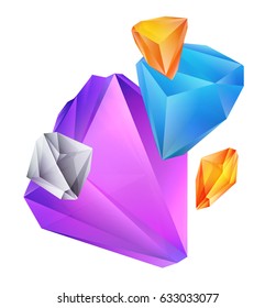 colored crystal isolated on white background. Vector image