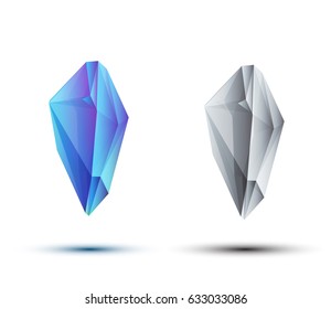 colored crystal isolated on white background. Vector image