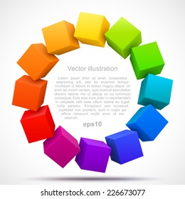 Colored cubes 3D.