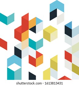 Colored cubes, background elements isolated