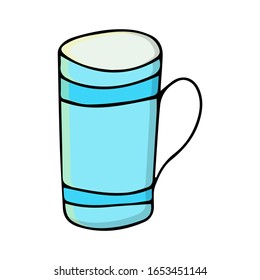 colored cup. coffee mug. vector cartoon illustrations