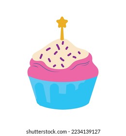 colored cupcake design over white