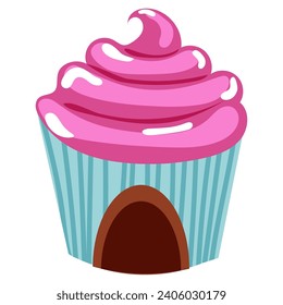 Colored cupcake house candy icon Vector illustration