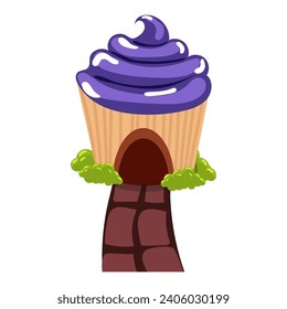Colored cupcake house candy icon Vector illustration