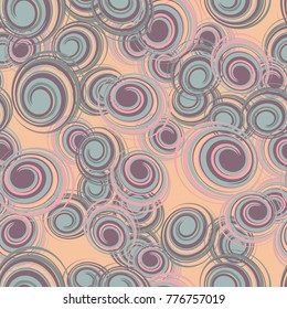 Colored curls in random order. Seamless pattern.