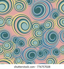 Colored curls in random order. Seamless pattern.