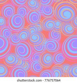 Colored curls in random order. Seamless pattern.