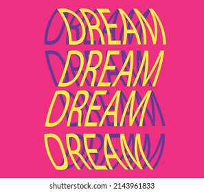 Colored curved inscription on a pink background. Use for banners, wallpapers, covers, backgrounds. Vector illustration