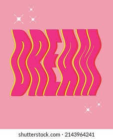 Colored curved inscription on a pink background. It is used for registration of title pages, covers for books, backgrounds, banners. Vector illustration