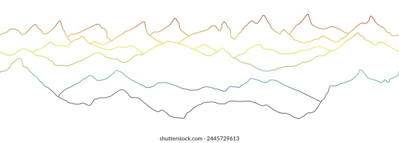 Colored curved lines on a white background, imitation of mountain ranges, vector design, minimalism