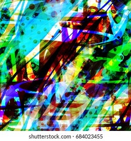 Colored curved stripes and strokes Seamless texture. Abstract vector background for fabric, wrapping, home decor, banner backdrop
