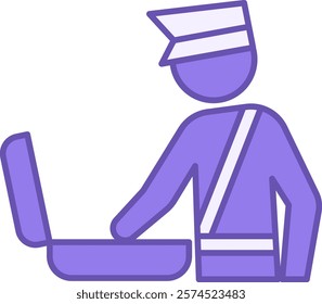 Colored Customs Control Icon. Vector Illustration. Customs Officer Checking Baggage. Checking Passengers