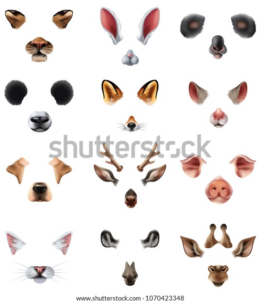 Colored Cute Animal Masks Video Chat Stock Vector (Royalty Free) 1070423348