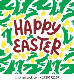 colored cute card with text happy easter