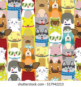 Colored cute dogs. Pattern