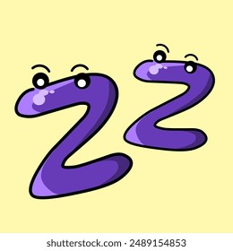 Colored cute doodle of alphabet letter z in purple color