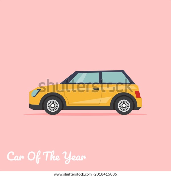 Colored cute mini car with pink\
background premium vector suitable for multiple purpose\
