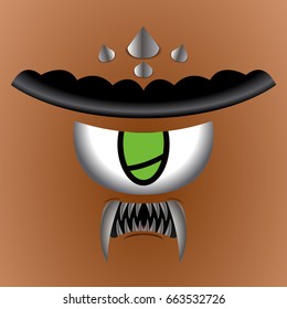 Colored cute monster with one eye, Vector illustration