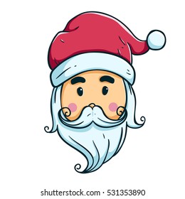 colored cute santa head with outline