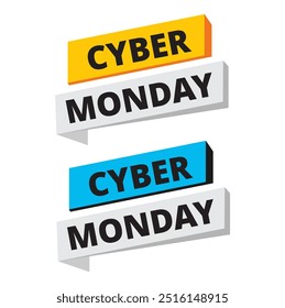 Colored cyber monday banners on white background